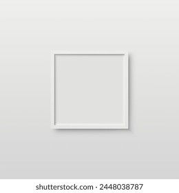 Square photo frame mockup isolated on light background. Banner or poster template, decorative design element.