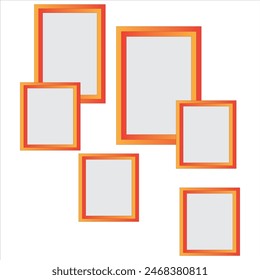 Square photo frame template in colorful shadows on transparent background. Photo and Painting frame, children picture frame icon set.