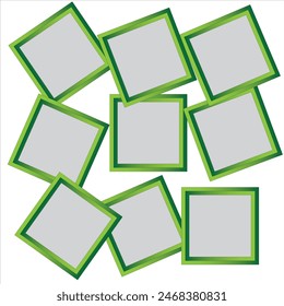 Square photo frame template in colorful shadows on transparent background. Photo and Painting frame, children picture frame icon set.