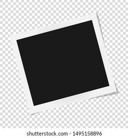 Square photo frame template with shadows isolated on transparent background. Vector illustration