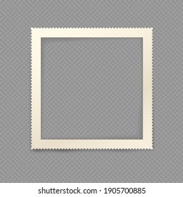 Square photo frame, vector retro photo frame on transparent background.