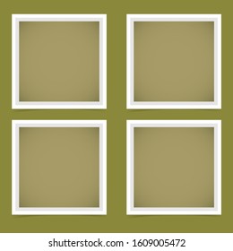 square photo frames on a bright background