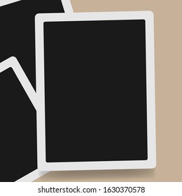 square photo frames on a bright background