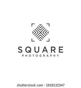 Square Photography Simple Geometric Logo with Camera Focus Symbol