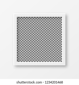 Square picture frame design with shadow on transparent background. 3D Board Banner Vector illustration EPS 10 for photo, image, text promotional