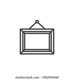 Square picture frame line icon. linear style sign for mobile concept and web design. Hanging photo frame outline vector icon. Symbol, logo illustration. Vector graphics