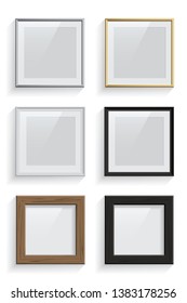 Square picture or photo frames set isolated on white background. Vector design element