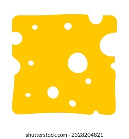 Square piece of cheese. Vector illustration isolated on white background.