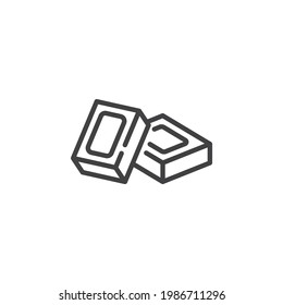 Square piece of chocolate bar line icon. linear style sign for mobile concept and web design. Chocolate pieces outline vector icon. Symbol, logo illustration. Vector graphics