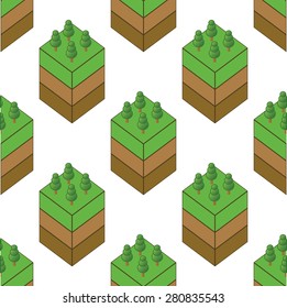 Square piece of ground with trees, repeated on white