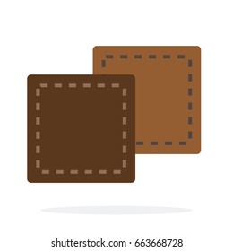 Square pieces of leather with stitch vector flat material design isolated on white