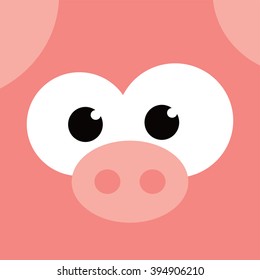 square pig face icon button theme vector art illustration