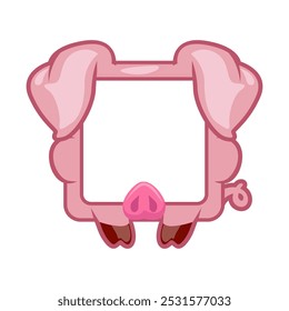 Square pig frame, cartoon avatar for ui games. Empty animal frame for your kids decor, print or stickers