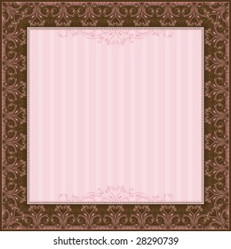 square pink background with decorative ornate, vector illustration