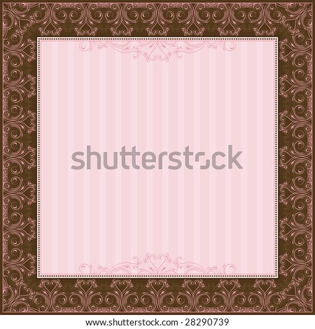 square pink background with decorative ornate, vector illustration