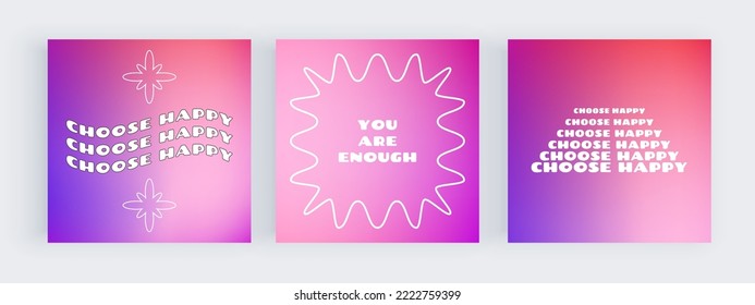 Square pink blur groovy retro design for social media