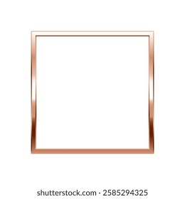 Square pink gold frame. Isolated luxury quad pink gold border. Rose gold quadrangle flat frame mockup design element. Vector illustration.