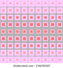 Square pink, gray shapes. Abstract geometric technology. The transition from large to small, from dark to light. Vector. Seamless patern.