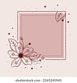 square pink label with flowers