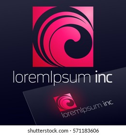 Square pink logotype. Emblem for Media, Fashion, Cosmetics
