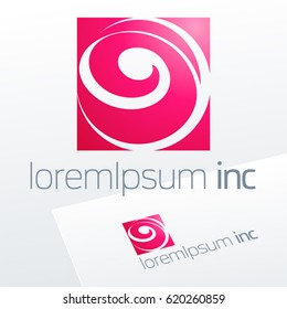 Square pink logotype. Emblem for Media, Fashion, Cosmetics