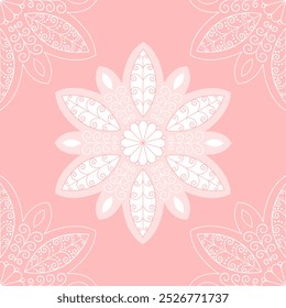 Square pink mandala card template with lace corners. Use for invitations, card template, greeting, winter holidays wishes