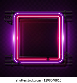 Square pink neon banner