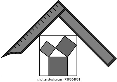 Square and Pitagora symbol, masonic symbol of Past Worshipful Master for Blue Lodge Freemasonry
