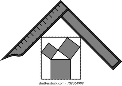 Square and Pitagora symbol, masonic symbol of Past Worshipful Master for Blue Lodge Freemasonry
