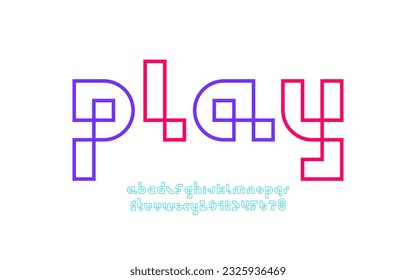 Square pixel alphabet, geometric font made of colored line, vector illustration 10EPS