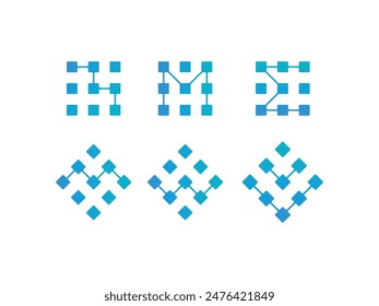 square pixel dots technology logo icon vector template