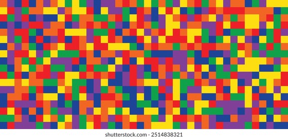Square pixel geometric pattern. Rainbow Vector seamless background. Abstract background from multi-colored raznoobraznyh squares. EPS
