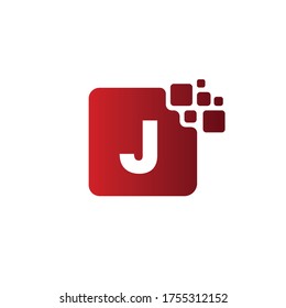 Square Pixel Letter J Logo, J Letter Design Vector mit Square Pixel