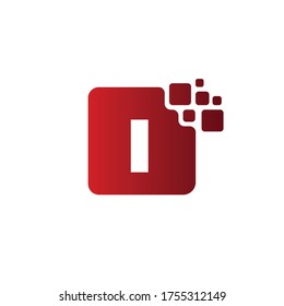 Logotipo de letra cuadrada de píxeles I, letra I Vector de diseño con píxel cuadrado