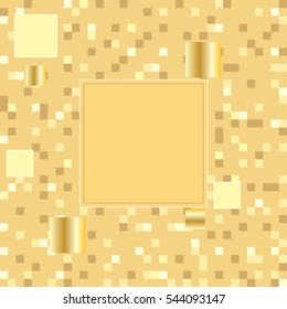  square pixel mosaic background in gold