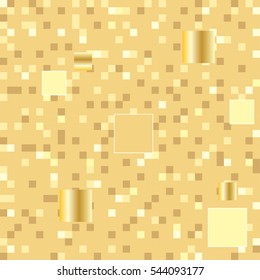  square pixel mosaic background in gold