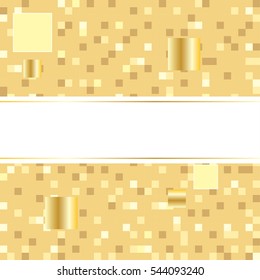  square pixel mosaic background in gold