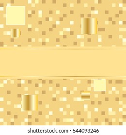  square pixel mosaic background in gold