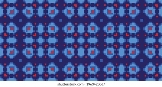 Square Pixel mosaic background. Vector illustration  Colors:  Picton Blue, Cerulean Blue, Midnight Blue, Persian Red