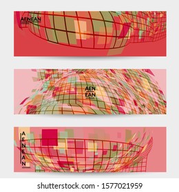 Square pixel mosaic distorted shape. Transparent overlapping squatters create dynamic movement effect. Abstract air balloon vector background.