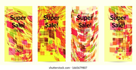 Square pixel mosaic distorted shape. Transparent overlapping squatters create dynamic movement effect. Abstract air balloon vector background.