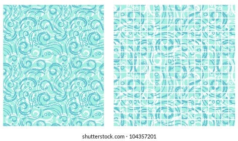 Square pixel mosaic and floral background