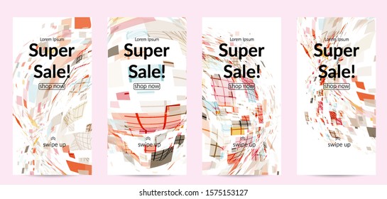 Square pixel multicolored mosaic on white. Transparent overlapping squatters create movement effect. Colorful dynamic geometry. Sport background.