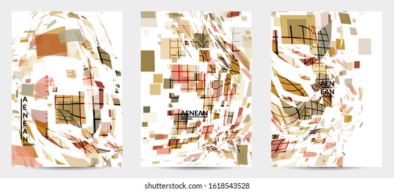 Square pixel multicolored mosaic on white. Transparent overlapping squatters create movement effect. Colorful dynamic geometry. Sport background.