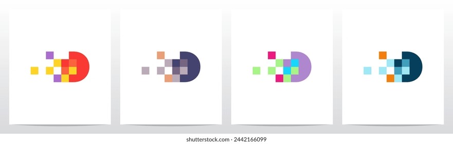 Pixel cuadrado Trail Eroded Letter Initial Logo Design D
