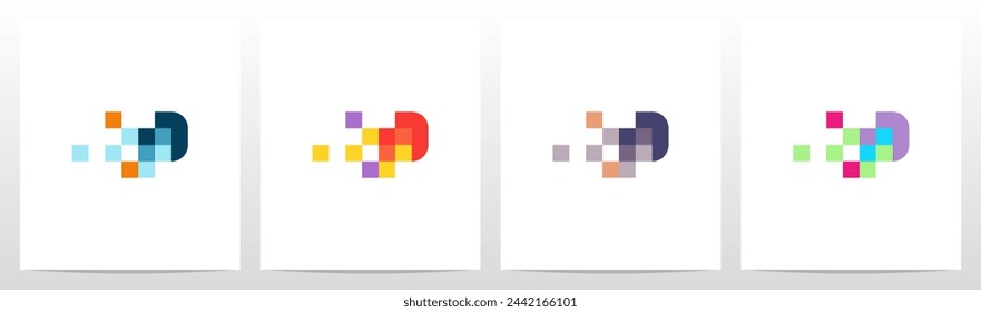 Square Pixel Trail Eroded Letter Initial Logo Design P