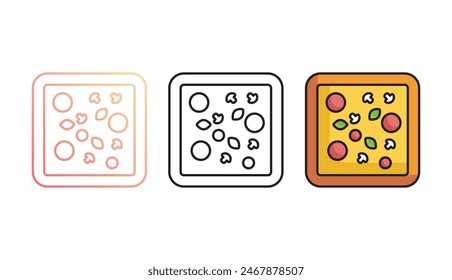 Square Pizza icon design with white background stock illustration