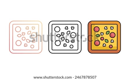 Square Pizza icon design with white background stock illustration