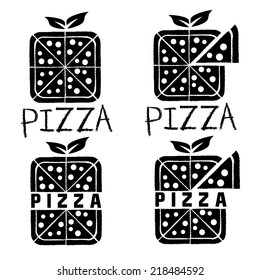 square pizza set vector design template