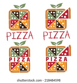 square pizza set vector design template